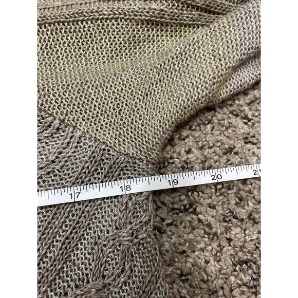 Sundance Linen Open Front Cardigan Sweater Tan Cable Knit Medium Boho Fairycore - Picture 4 of 11